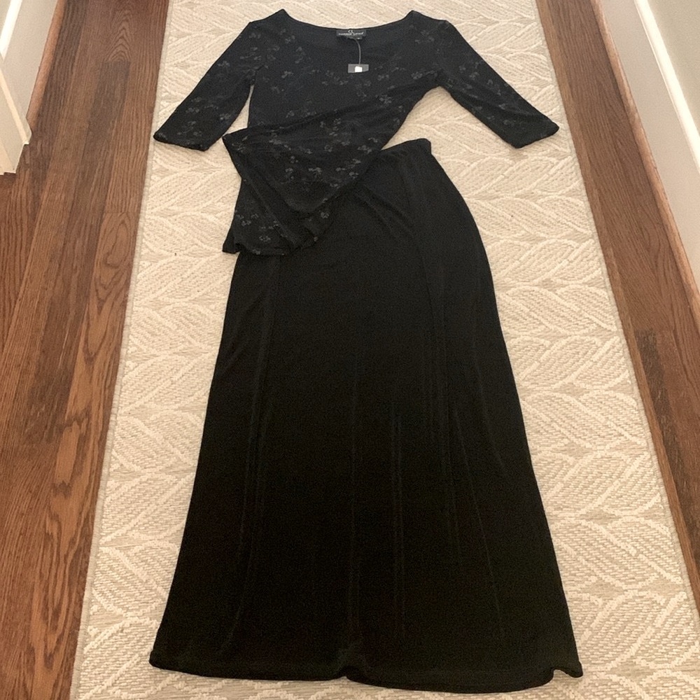 Carole Little Vintage 2-piece Top & Skirt, Dressy, 3/4 Sleeves, Sparkly Top, NWT